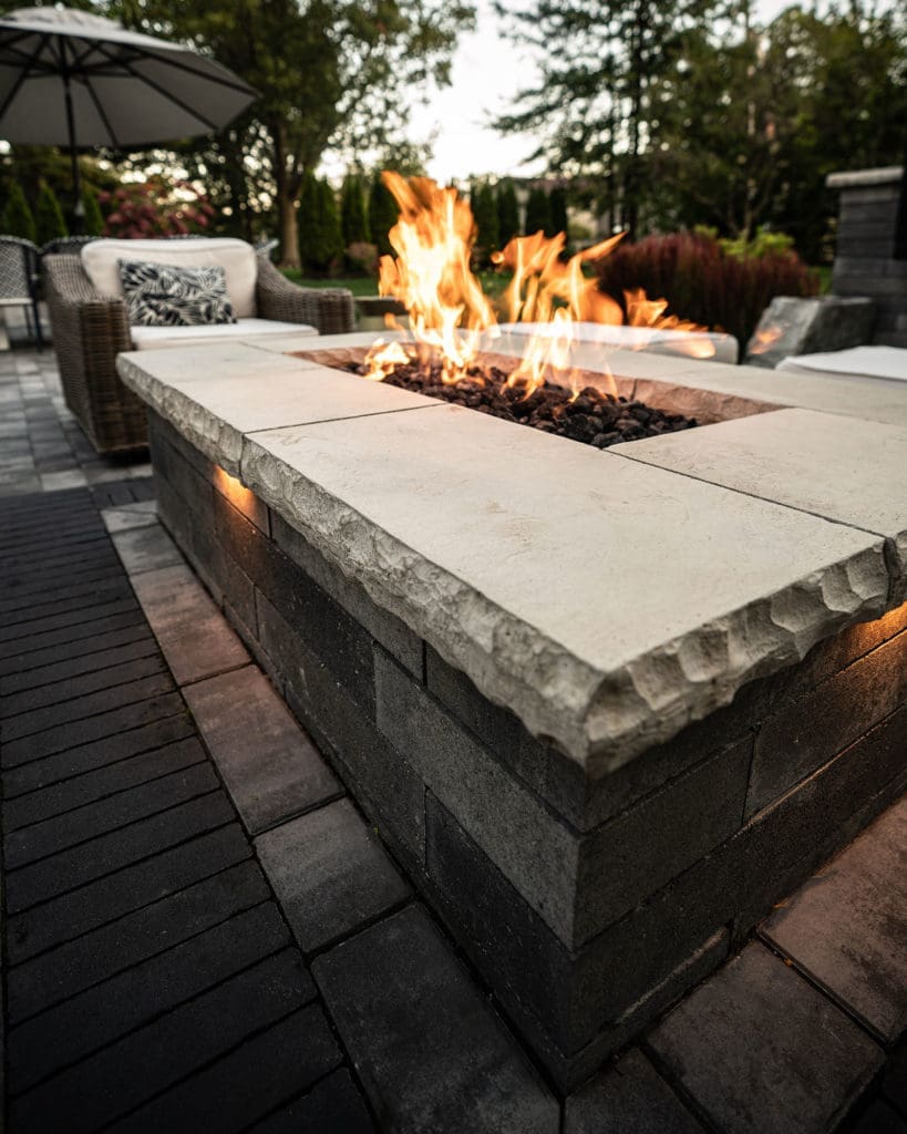 Custom stone fire pit table in Rocky River, Ohio