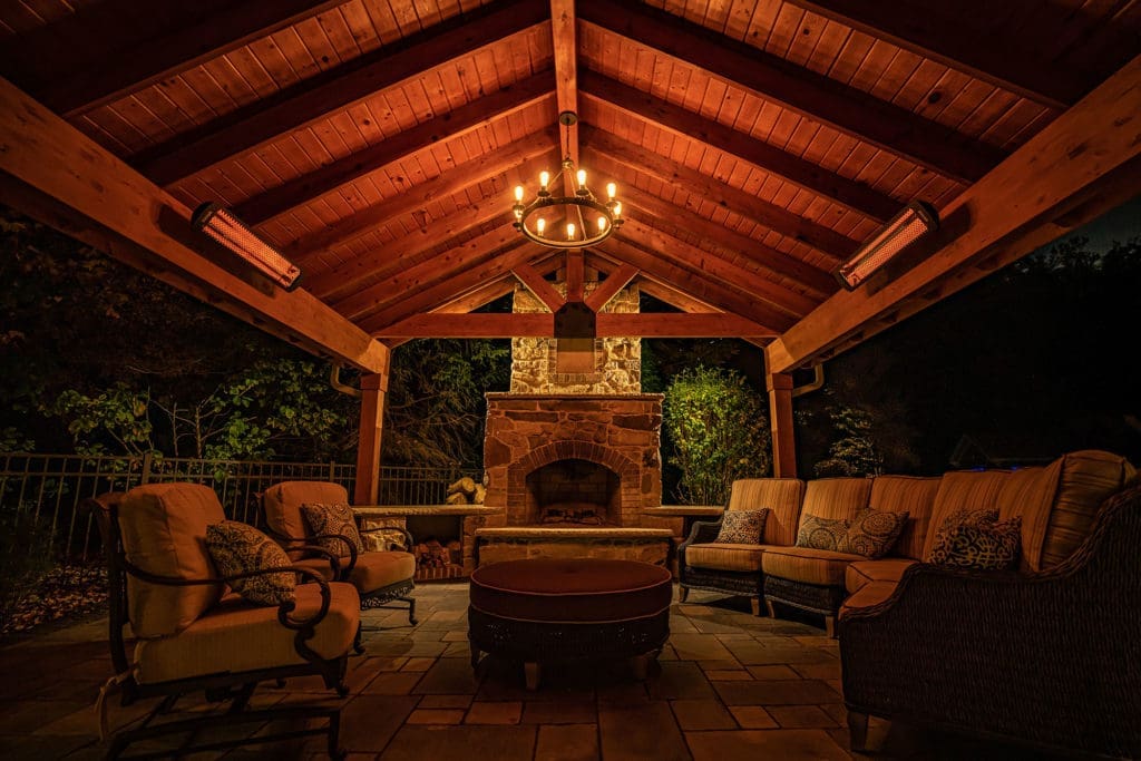 Gorgeous outdoor patio structure designed and installed by Ground Works