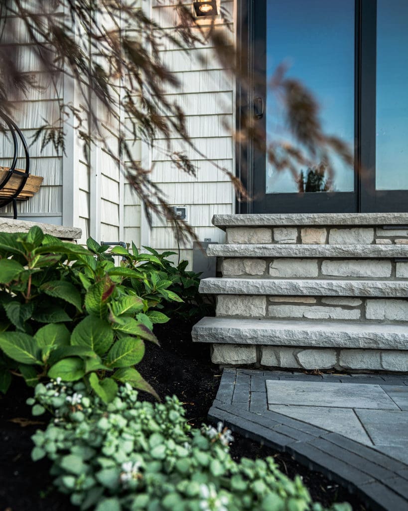 Gorgeous stone outdoor steps and landscaped yard in Westlake, Ohio