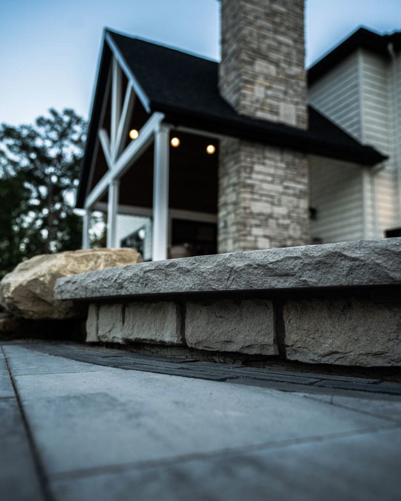 Custom stone steps designed and installed by Ground Works in Westlake, Ohio