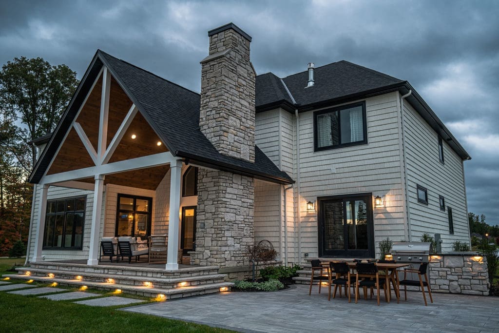 Residential outdoor light installation at upscale home by Ground Works