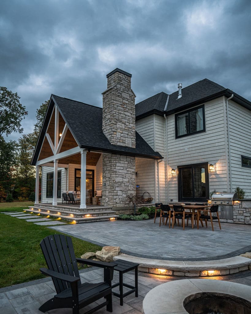 Residential outdoor light installation at upscale home by Ground Works